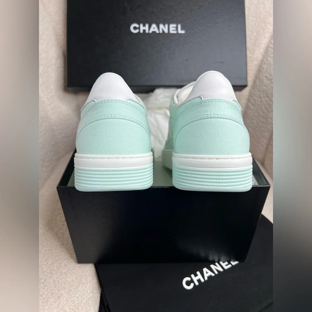 CHANEL Light Turquoise Sneakers 38.5 — New in Box - Picture 6 of 12